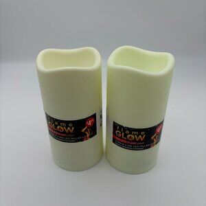 Flame Glow Flameless Unscented Plastic White LED Light Pillar Candles Valentines